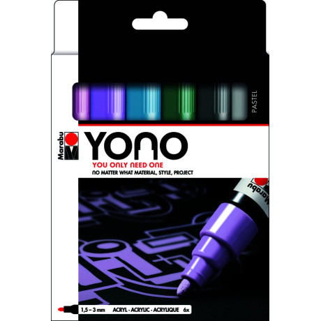 YONO univerzální 4x 1,5 - 3 mm akrylové popisovače sada pastel Marabu