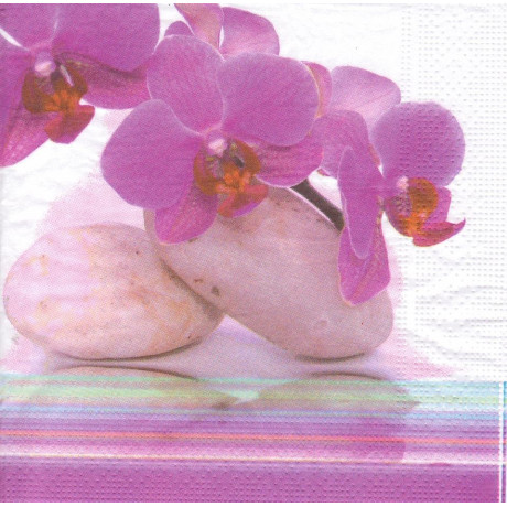 Ubrousek orchidej s kameny 33x33 cm