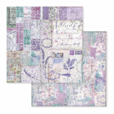 Papíry na scrapbooking sada Levandule a Provence Stamperia