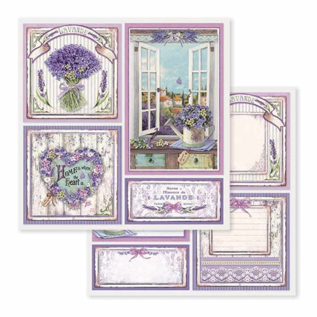 Papíry na scrapbooking sada Levandule a Provence Stamperia