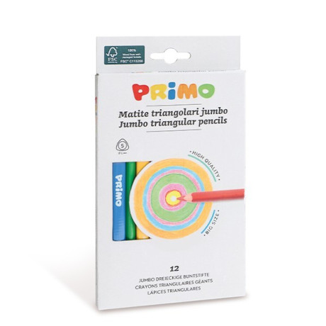 Pastelky trojboké Jumbo 12 kusů 5 mm Primo