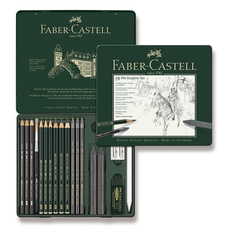 Faber Castell Sada tužek 19ks Pitt Graphite v plechu