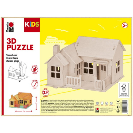 3D Puzzle Plážový domeček 20x16 cm Marabu