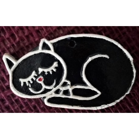 Magnetka ručně vyrobená keramická kočička, černá