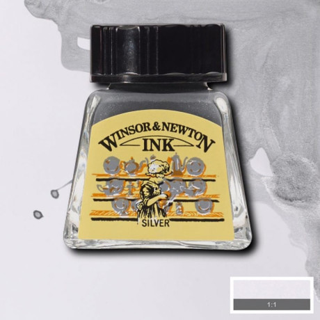 Inkoust kaligrafický stříbrný metalický 14 ml Winsor & Newton