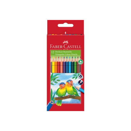 Pastelky trojboké sada 12 kusů + ořezávátko Faber Castell