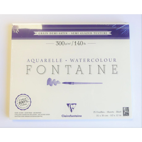 Blok na akvarel 300g/m² 100 % bavlna 24 x 30 cm 25 listů Grain demi satin Clairefontaine