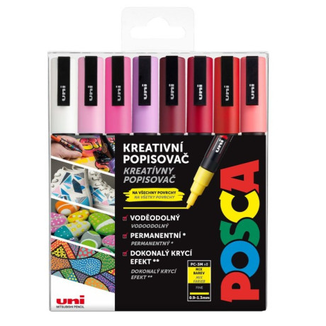 Akrylové popisovače 3M 0,9-1,3 mm 8 kusů Love Posca