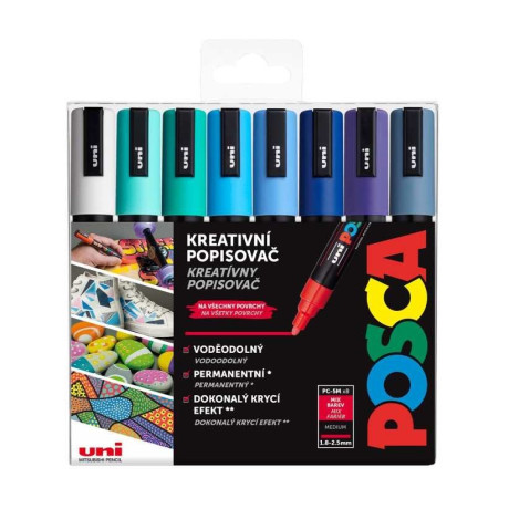 Akrylové popisovače 5M 1,8-2,5 mm 8 kusů Ocean Posca