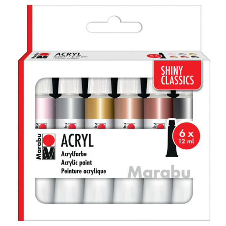 Akrylové barvy metalické 6x12 ml Marabu