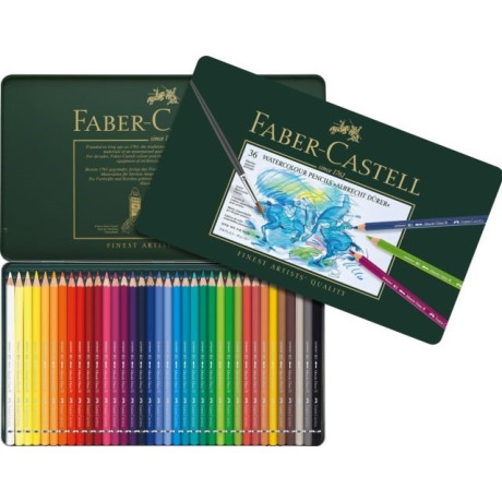 Akvarelové pastelky 36 kusů v kovové kazetě Faber Castell