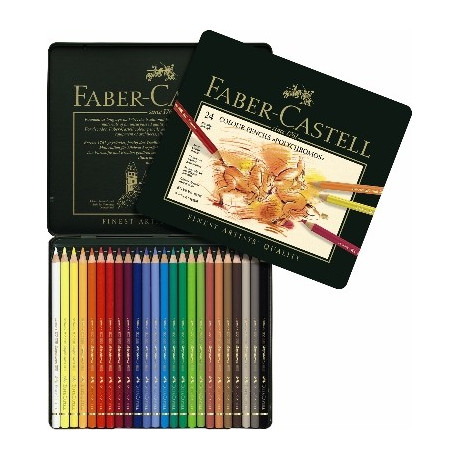 Faber Castell Pastelky 24 ks v plechové krabičce Polychromos umělecké otevřená krabička