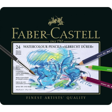 Akvarelové umělecké pastelky 24 kusů v kovové kazetě Faber Castell