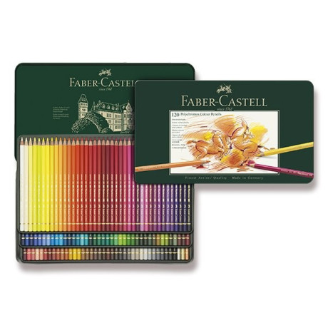 Pastelky umělecké Polychromos 120 kusů Faber Castell v kovové krabičce