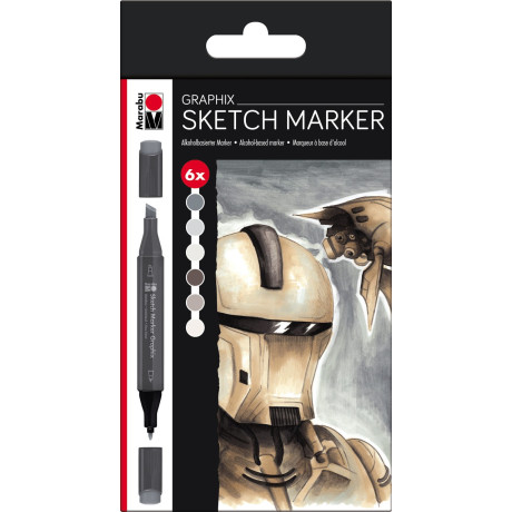 Sketch marker sada 6 kusů Graphix Marabu