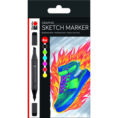 Sketch marker sada 6 kusů Graphix Marabu