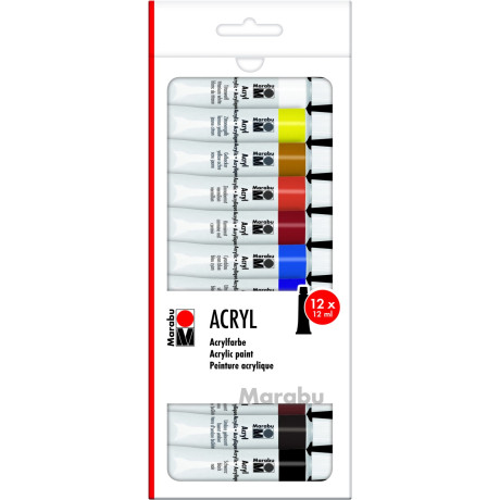 Akrylové barvy sada 12x12 ml odstíny Marabu